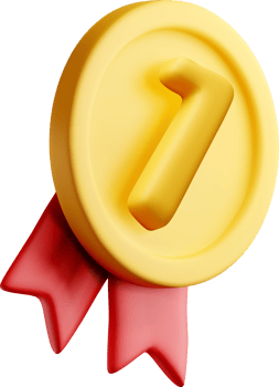 3D Gold Medal with Red Ribbons Design png