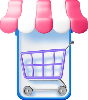 3D Shopping Cart Icon with Colorful Design png