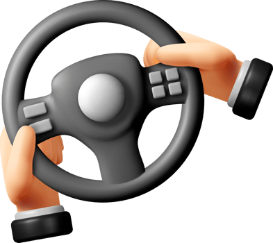 3D Driving Wheel with Hands in Motion png