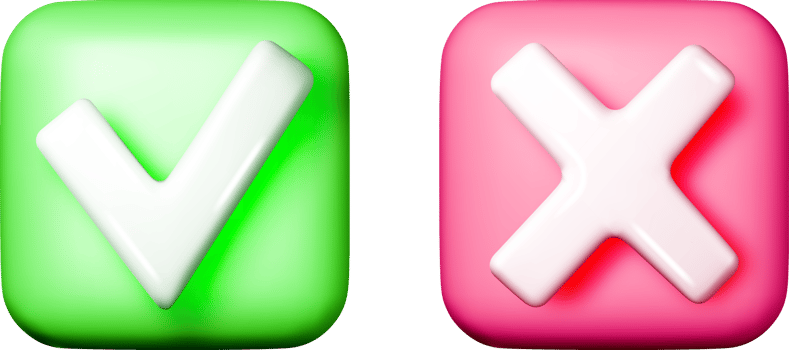 3D Checkmark and Cross Symbols for Review png