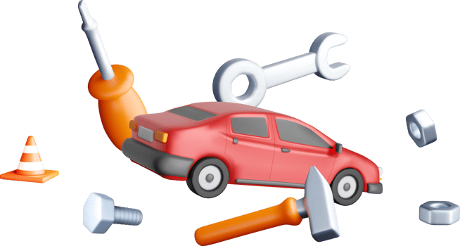 3D Illustrated Car Repair Tools and Elements png