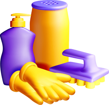 Colorful 3D Cleaning Supplies and Accessories png