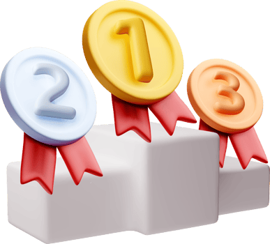 3D Trophies on a Winner's Podium Illustration png