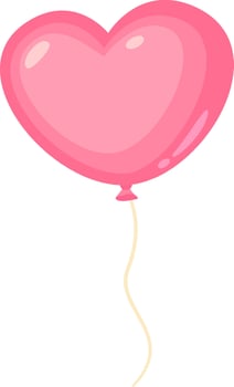 Pink heart shaped balloon floating with string representing love, romance, Valentine's Day, weddings, anniversaries, and celebrations, isolated on white background vector