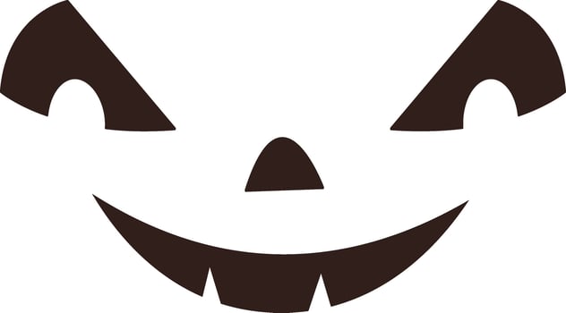 Classic halloween pumpkin carving showing spooky smiling face with triangular eyes and nose and big mouth with sharp teeth. Ideal for greeting cards. Party invitations. Decorations. Stickers and more vector