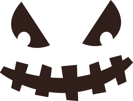 Spooky halloween pumpkin face with triangular eyes and carved smile, creating a scary and festive atmosphere, perfect for halloween decorations, greeting cards, or party invitations vector
