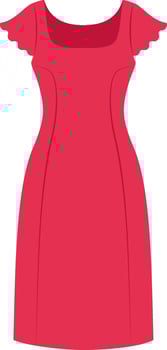 Classic red dress with short sleeves and a square neckline, showcasing a timeless design suitable for various occasions, adding a touch of sophistication and style vector