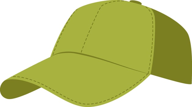 Classic green baseball cap featuring a dark green mesh back and prominent stitching details, enhancing casual wear and outdoor activities with stylish comfort and sun protection vector