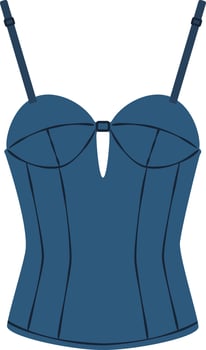 Featuring a blue corset adorned with thin straps and a keyhole opening at the center, embodying classic elegance while enhancing a feminine silhouette with its shaping design vector