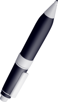 Stylish 3D Black and Silver Pen Design png