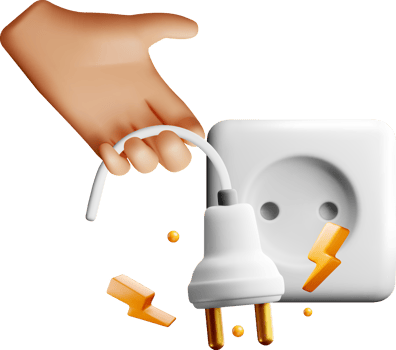 3D Hand Disconnecting Power Plug from Socket png