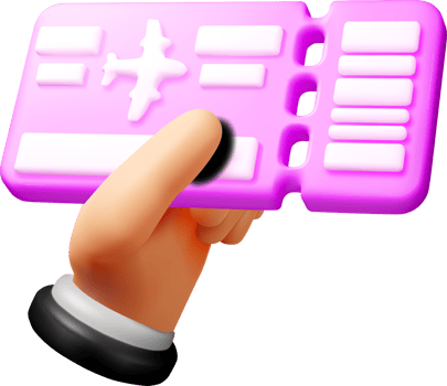 Colorful 3D Boarding Pass in a Hand png