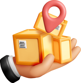 3D Hand Holding Packages with Location Pin png