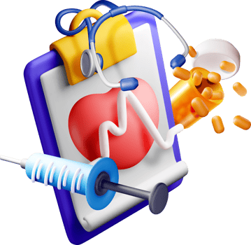 3D Medical Tools and Health Symbols Illustration png