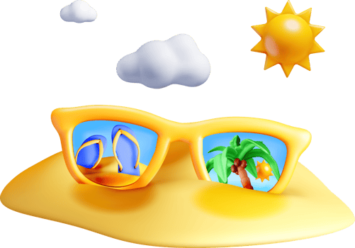 3D Sunglasses with Tropical Reflection Scene png