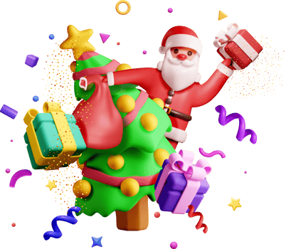 3D Santa Claus Celebrating Christmas Cheer png
