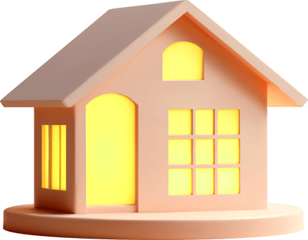Stylish 3D House Lamp with Warm Glow png