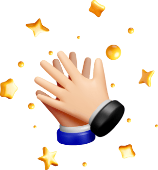 3D Clapping Hands with Floating Stars png