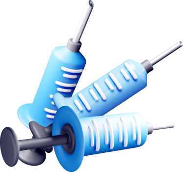 Colorful 3D Syringes in Creative Arrangement png