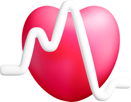 3D Heart with Pulse Line Illustration png
