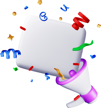 Colorful 3D Megaphone with Blank Message Space png