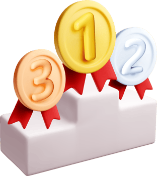 Colorful 3D Awards on a Podium Display png