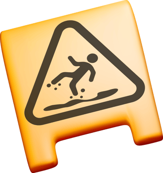 Caution Sign with Slip Hazard in 3D Style png