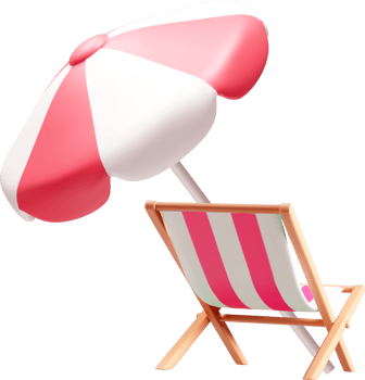 Relaxing Beach Scene with Umbrella and Chair png