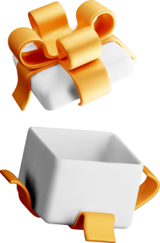3D Decorative Gift Box with Ribbon Design png