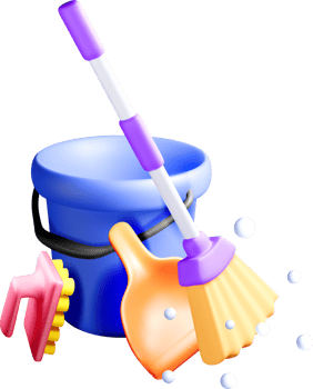Colorful 3D Cleaning Tools and Accessories png