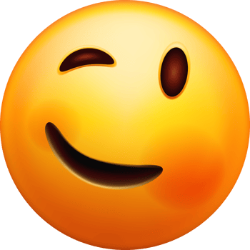 3D Winking Smiley Face Expressing Joy png