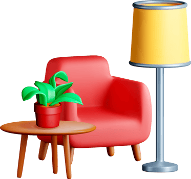 Cozy 3D Living Room Decor Elements png