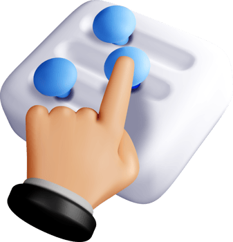 3D Hand Interacting with Control Buttons png
