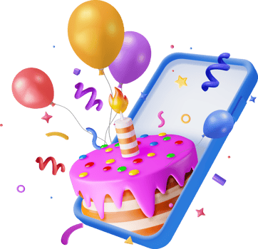 Colorful 3D Birthday Cake Surprise Design png