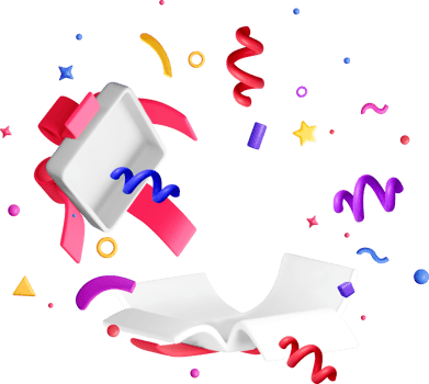 Colorful 3D Celebration with Gift Elements png