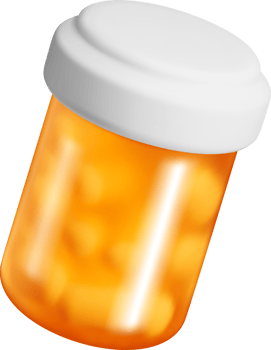3D Prescription Bottle with Pills Inside. png