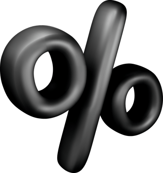 Stylized 3D Black Percentage Symbol Design png