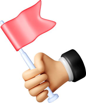 3D Hand Holding a Red Flag Symbol png