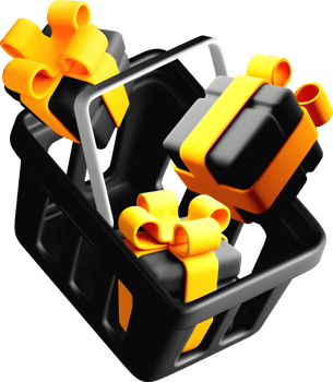 Colorful 3D Gift Boxes in Basket Design png