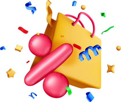 Colorful 3D Shopping Bag with Decorations png