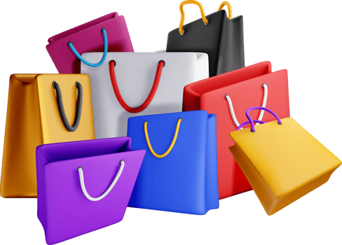 Colorful 3D Shopping Bags Collection png