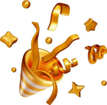 Celebratory Confetti and Streamers in 3D png