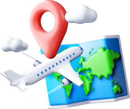3D Airplane and Map Travel Concept Design png