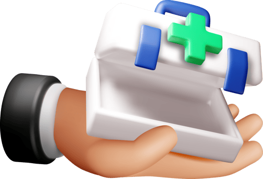 3D Hand Holding an Open First Aid Kit png