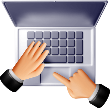 3D Hands Typing on a Laptop Keyboard png