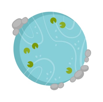 Pond with stones flat icon Architectural and landscape elements vector