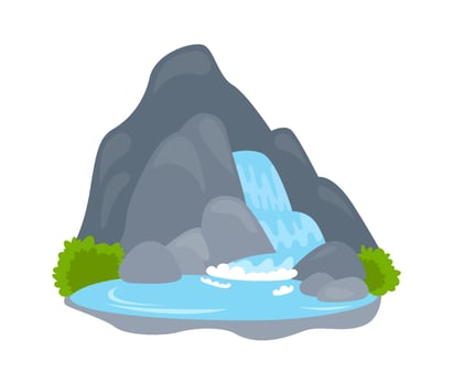 Waterfall flat icon Biodiversity Tropical landscape Illustration vector