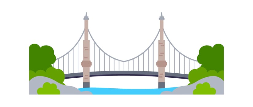 Futuristic metal constructions flat icon Bridge vector