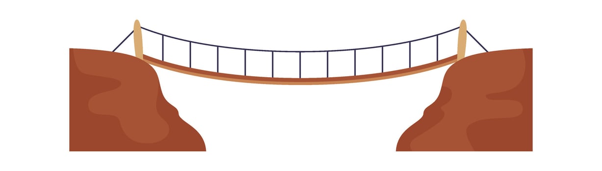 Wooden bridge flat icon Construction between coasts vector