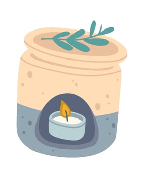 Aromatherapy flat icon Aroma lamp with burning candle vector